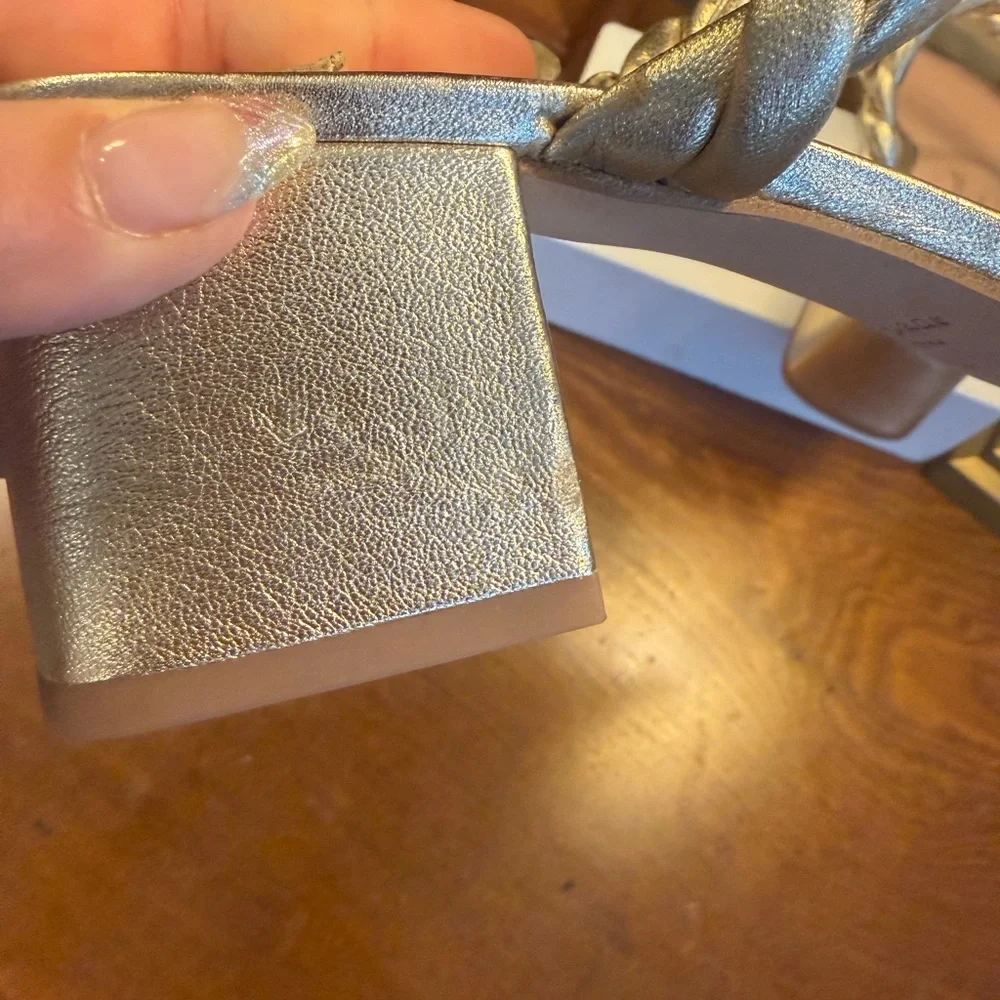 Kate Spade Nina Metallic Gold Leather Braided Block Heel Sandals Size 8 - Picture 11 of 11